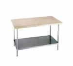 Advance Tabco H2S-365 60-in Work Table w/ 1-3/4-in Wood Top & Stainless Shelf, 36-in W