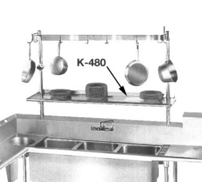 Advance Tabco K-480 12 in W Shelf, Stainless Steel