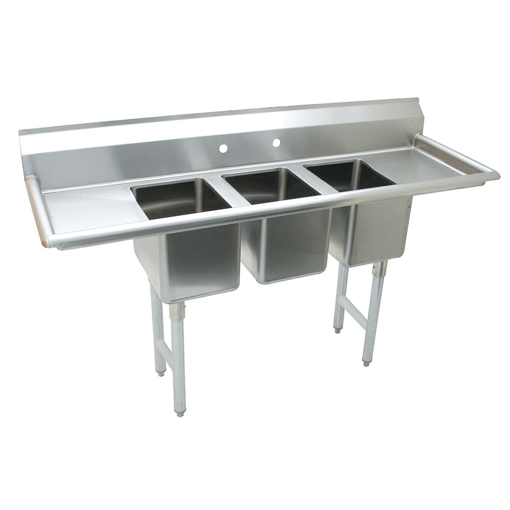Advance Tabco K7-CS-29-X Convenience Store Sink, (3) 16 x14 x12 dp Compartments, (2) 11-5/8 Drainboard