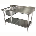Advance Tabco KMS-11B-305L-X 60 in Work Table w/Left Sink, Rear Splash, All Stainless