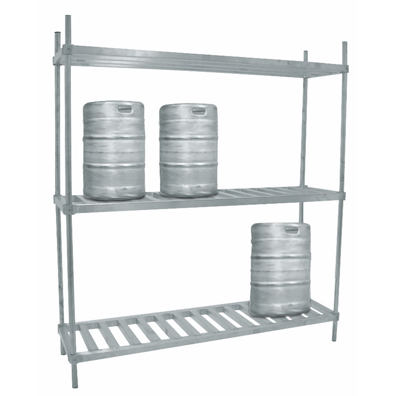 Advance Tabco KR-42-X 42-in Aluminum Keg Rack w/ 2-Shelves, Holds 4-Kegs