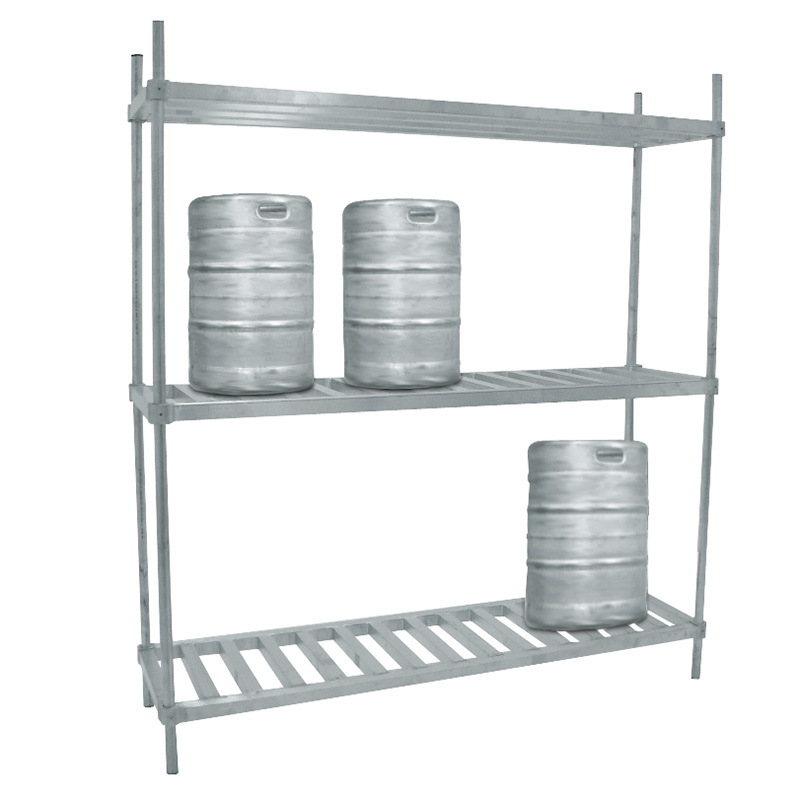 Advance Tabco KR-93-X 93-in Aluminum Keg Rack w/ 2-Shelves, Holds 10-Kegs
