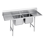 Advance Tabco T9-2-36-18RL 72 in SS Sink, 2 compartment, Right & Left Drainboards, 12 in Deep