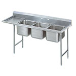 Advance Tabco T9-3-54-18L 77 in SS Sink, 3 Compartment, Left Drainboard