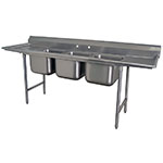 Advance Tabco T9-3-54-18RL 77 in SS Sink, 3 Compartment, Left & Right Drainboard