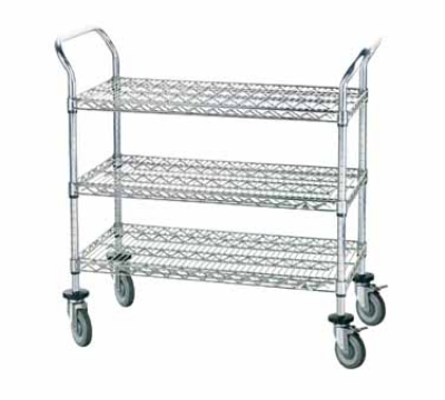 Advance Tabco WUC-1842R Wire Utility Cart, 42 x 18 in Open, 3 Shelves, 4 Swivel Rubber Casters