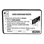 BUNN-O-Matic 34447.0000 BrewWISE Recipe Writer Recipe Card