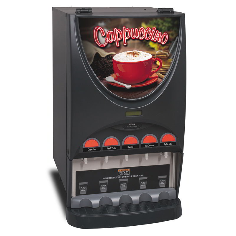 BUNN-O-Matic 37000.0020 Hot Beverage Dispenser w/ (5) 8-lb Hoppers, 4.5-gal Tank & Hot Water Dispense