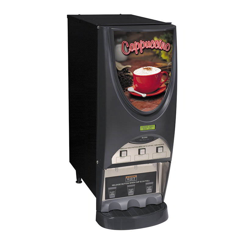 BUNN-O-Matic 38600.0001 iMIX-3S Plus Hot Drink Dispenser, Cappuccino Display, 3 Hoppers, Black