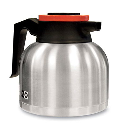 BUNN-O-Matic 40163.0101 64-oz Thermal Carafe w/ Brew Thru & Vacuum Insulation, Orange Lid, All Stainless