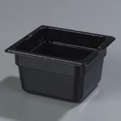 Carlisle 1050103 1/6-Size Long Food Storage Container, 4-in Deep, Polycarbonate, Black