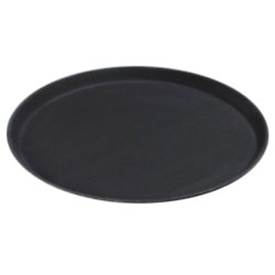 Carlisle 1100GL004 11-1/4" Round Serving Tray - Rubber Liner, Black