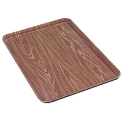 Carlisle 1318WFG063 Rectangular Display/Bakery Tray - 12-3/4x17-3/4x1" Pecan Woodgrain