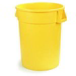 Carlisle 34101004 10-Gallon Round Waste Container, Yellow