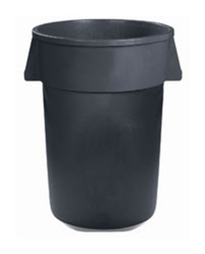 Carlisle 34103223 32-gal Round Waste Container - Handles, Polyethylene, Gray