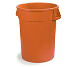 Carlisle 34103224 32-gal Round Waste Container - Handles, Polyethylene, Orange