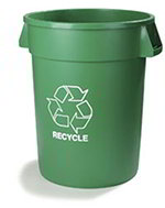 Carlisle 341032REC09 32-Gallon Round Recycle Waste Container, Green