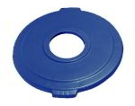 Carlisle 341033REC14 Recycle Container Lid w/ 8-in Hole, for 32-Gallon Container, Blue