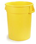 Carlisle 34104404 44-Gallon Round Waste Container, Yellow