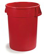 Carlisle 34104405 44-Gallon Round Waste Container, Red