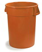 Carlisle 341044-24 44-gal Round Waste Container - Handles, Polyethylene, Orange