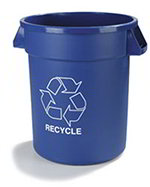 Carlisle 341044REC14 44-Gallon Round Recycle Waste Container, Blue