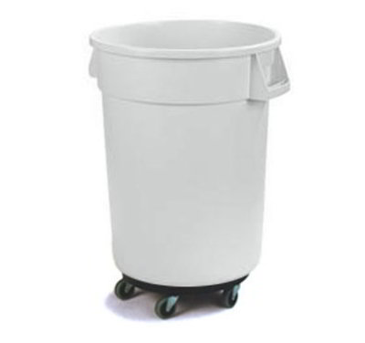 Carlisle 34113202 32-Gallon Round Waste Container w/ Dolly, White