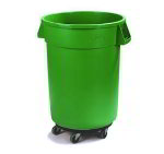Carlisle 34114409 44-Gallon Round Waste Container w/ Dolly, Green
