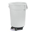 Carlisle 34113202 32-gal Round Waste Container with Dolly - Handles, Polyethylene, White