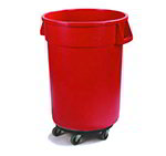 Carlisle 34114405 44-gal Round Waste Container with Dolly - Handles, Polyethylene, Red