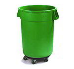 Carlisle 34113209 32-gal Round Waste Container with Dolly - Handles, Polyethylene, Green
