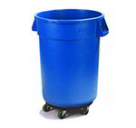 Carlisle 34113214 32-gal Round Waste Container with Dolly - Handles, Polyethylene, Blue