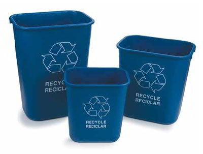 Carlisle 342941REC14 41-qt Rectangular Recycle Wastebasket, Blue