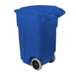 Carlisle 34505014 50-Gallon Roll-Away Waste Container w/ Hinged Lid, Blue