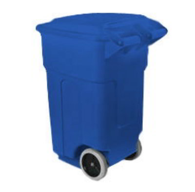 Carlisle 34505014 50-Gallon Roll-Away Waste Container w/ Hinged Lid, Blue