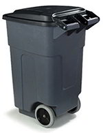 Carlisle 34505023 50-Gallon Roll-Away Waste Container w/ Hinged Lid, Grey