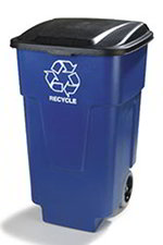 Carlisle 345050REC14 50-Gallon Roll-Away Recycle Container w/ Hinged Lid, Blue