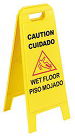Carlisle 3690000 2-Sided Wet Floor Sign In English & Spanish, ABS, Yellow