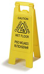 Carlisle 3690904 2-Sided Economy Wet Floor Sign, English, Spanish, & German, Yellow