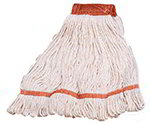 Carlisle 369424B00 Large 4-Ply Mop Head w/ Loop-End, Red Banded Natural Cotton Blend