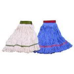 Carlisle 36943000 Large 4-Ply Mop Head w/ Loop-End, Blue Band Natural Cotton Blend