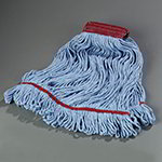 Carlisle 369454B14 Large 4-Ply Mop Head w/ Loop-End, Red Band Blue Cotton Blend Yarn