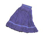 Carlisle 36946014 Large 4-Ply Mop Head w/ Loop-End, Blue Banded Blue Cotton Blend