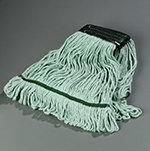 Carlisle 369478B09 Medium 4-Ply Mop Head w/ Loop-End, Green Banded Synthetic Blend