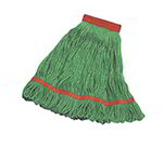 Carlisle 369484B09 Large 4-Ply Mop Head w/ Loop-End, Red Banded Green Synthetic Blend