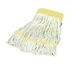 Carlisle 369550B00 Small 4-Ply Mop Head w/ Loop-End, Yellow Band Natural Cotton Yarn
