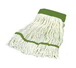 Carlisle 369551B00 Medium 4-Ply Mop Head w/ Loop-End, Green Band Natural Cotton Yarn