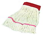 Carlisle 369552B00 Large 4-Ply Mop Head w/ Loop-End, Red Banded Natural Cotton Yarn