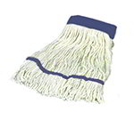 Carlisle 36955300 Large 4-Ply Mop Head w/ Loop-End, Blue Banded Natural Cotton Yarn