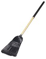 Carlisle 4167903 Upright Janitor Broom, Foam Grip Wood Handle & Black Corn Bristles
